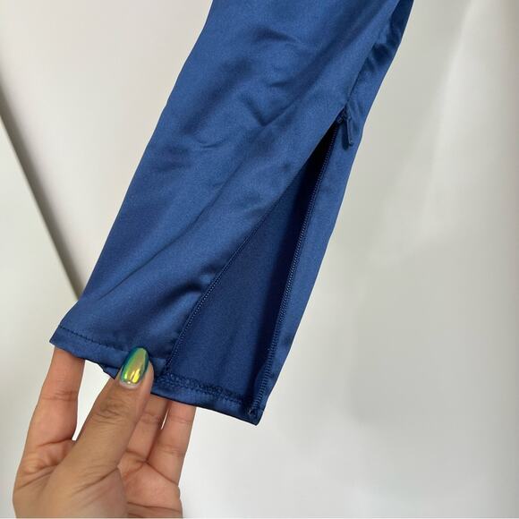 Mac Duggal 26613 Satin V Neck Long Sleeve Pleated Gown - Picture 6 of 10